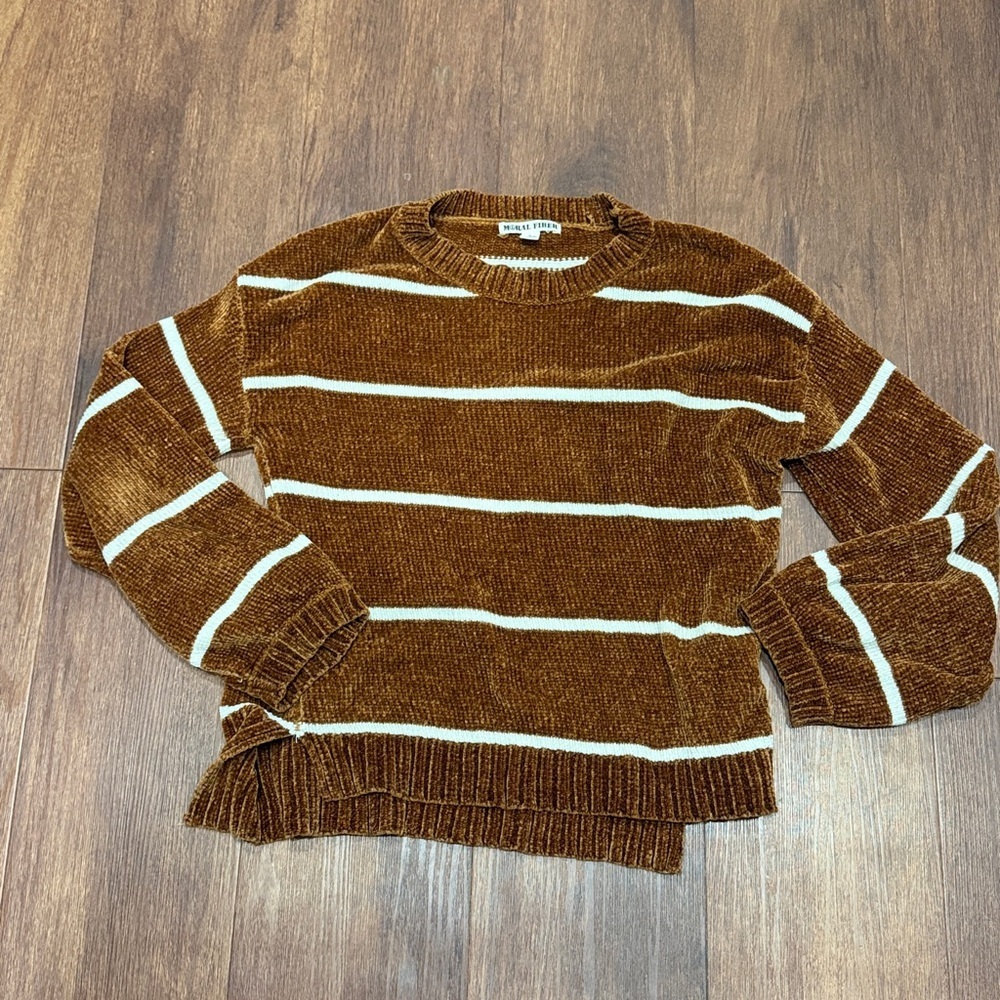 Moral Fiber Tan and Cream Knit Sweater